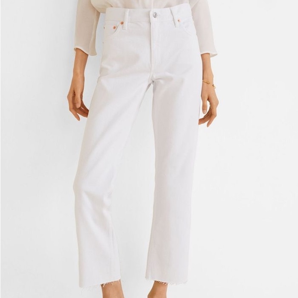 Mango Cropped NWT White Jeans